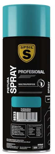 SPSIL Pintura Spray Turquesa Brillo 400ml - Spray para uso Profesional y Doméstico en múltiples superficies - Alta Adherencia y Cobertura - Secado Rápido