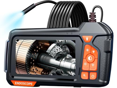 Industrielles Endoskop mit 4,3 HD-Bildschirm, 5,5 mm wasserdichte Endoskop-Schlangen Kamera mit 6 LED-Leuchten, halbstarre Kabel inspektions Kamera für Automobil, Sanitär, HVAC, Rohr (2M (6.5FT))