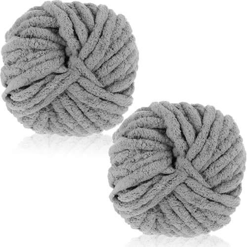 Exquilnova Dicke Wolle 500 g(250 g*2), Chenille Chunky Yarn für Armstricken, XXL Riesen Handstrickgarn, Soft Arm Knitting zum Häkeln, Wolle für Decke Stricken, Taschen, Teppiche und Haustier Bett