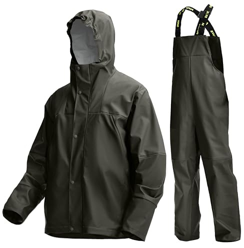 Combinaison de pluie imperméable pour homme, veste et salopette en PU(DG,XL