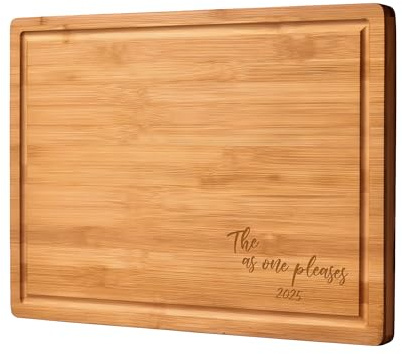 Tabla de Cortar Personalizada con Grabado - Regalo para Bodas, Aniversarios y Navidad - Madera Natural con Canal para Jugos - Ideal para Hombres, Mujeres y Padres