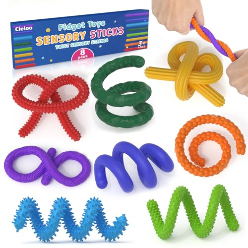 Stress Fidget Toys, 8PCS Textured Sensory Silicone Slap Sticks for Autism | Stress Fidgets Toy for Anxiety Autism ADHD, Flexible Sensory Toys for Adults Office Desk, Travel, Airplane, Classroom.