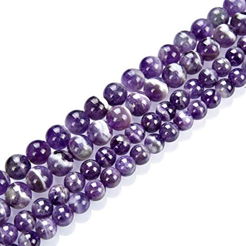 GY31-10 Adabele Natürlicher violetter Amethyst-Kristall, Heilstein, 10 mm, runde lose Perlen, Abstandshalter (34–37 Stück) für Bastel- und Schmuckherstellung, 1 Strang