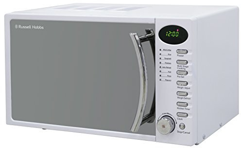 Russell Hobbs RHM1714WC 17 L 700 W White Digital Solo Microwave With 5 Power Levels, Digital Clock And Timer, 8 Auto Cook Menus, Automatic Defrost, Easy Clean