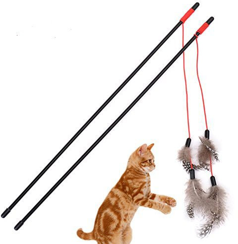 Monbedos Katzenspielzeug, interaktives Katzenspielzeug, Teleskopstange, für Katzen, Kätzchen, Haustiere, 3 Stück