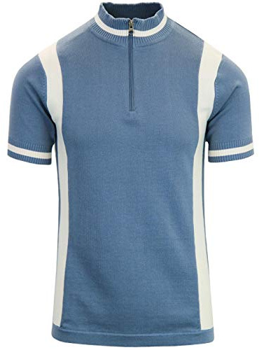 Madcap England Vitesse Men's Retro 60s Knitted Cycling Top with Zip Funnel Neck MC339
