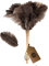 Genuine Ostrich Feather Duster Fluffy Natural with Wooden Handle and Eco-Friendly Reusable Handheld Cleaning Supplies, Gray and Brown(Length 16)