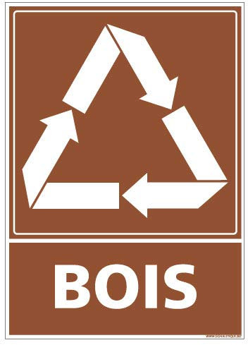 Panneau Déchetterie/Recyclage Bois - Protection Anti-UV - Dimensions 150x210 mm - Plastique Rigide PVC 1,5 mm