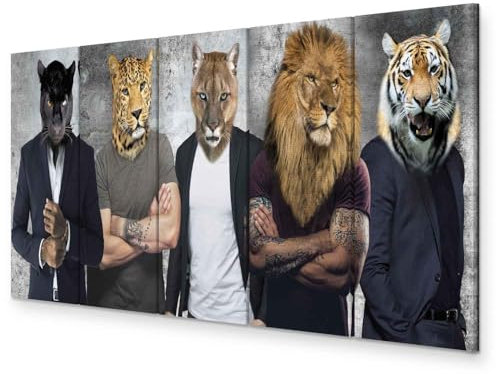 murando - Wandbilder XXL Abstrakt Tiere 150x60cm 5 tlg - Wand Deko Leinwand Bilder Groß Wanddeko Wohnzimmer Schlafzimmer Kunstdrucke - Tier h-C-0056-b-m