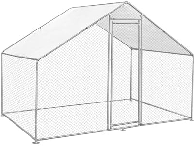 Walk In Chicken Run Cage Coop 4m x 2m x 2m Dog Pen House Kennel Large Galvanised Steel Metal Enclosure Rabbits Ducks Poultry Roof Cover Shelter Sunshade Pets Outdoor Backyard Farm Animal