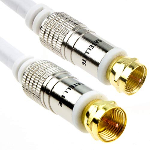 kenable Pure RG6 HD Satellite/Cable TV F Type Screw Plug to Plug Gold 2m WHITE [2 metres]
