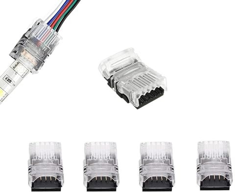 5-poliger LED-Streifenanschluss 5050 LED-Bandlichtanschluss Leiter LED-Streifen-zu-Draht-Anschluss für wasserdichte IP65 12 mm RGBW RGBY-LED-Streifenleuchten (5 PCS)