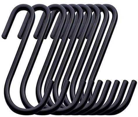 ilauke 32 Stück S Haken 2,4 in/6 CM, Multifunktion Edelstahlhaken Küchenhaken Haken S-förmige Hängehaken,Schwerlast Metallhaken Anti-Rost Haken für Küche Badezimmer Schlafzimmer Büro(Matt Schwarz)