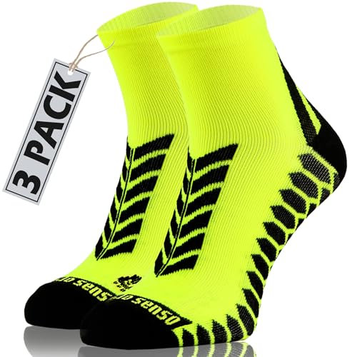 sesto senso Sport Socken Damen Herren 3 Paar Bunte Sportsocken Laufsocken 39-42 Gelb