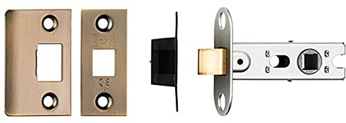 64mm Tubular Mortice Door Latch - Bolt Through - Square Forends - Antique Brass | Standard Interior Door Latch - Forends, Strike Plate, Dust box and Screws Included