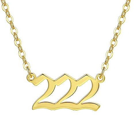 PAMTIER Herren Damen Goldkette mit Glückszahl-Anhänger Geburtstags-Liebhaber-Hochzeitsschmuck 222