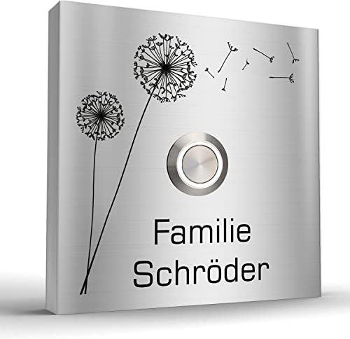Türklingel Edelstahl Aufputz superflach Design in verschiedenen Farbtönen und Klingelgrößen mit Beschriftung