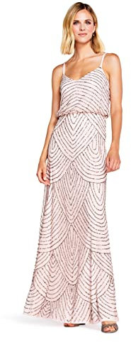 Adrianna Papell Blouson perlée Robe pour Occasion spéciale, Rose poudré/doré, 50 Femme