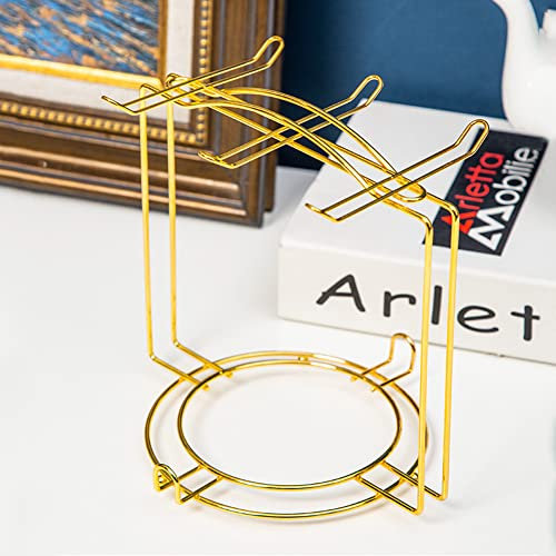 YY YEARCHY Coffee Mug Holder, Espresso Cups Holder Cup Drying Rack Cups Drainer Stand Metal Mug Tree Cups Organizer with 6 Hook Hangers for Kitchen Counter and Tea Party(7.48 * 8.27, Gold)