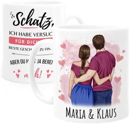 Tassenliebling® Pärchen Tasse personalisiert - Personalisiertes Geschenk für ihn zum Jahrestag - Geschenk Jahres für Männer oder Frauen - Liebesgeschenke Partner Freund Mann - Valentinstag