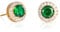 ZAVANA Gold and Green Earrings for Women and Teen Girls in a Halo Design, Gold Plated Round Studs with Emerald Green Cubic Zirconia Stones