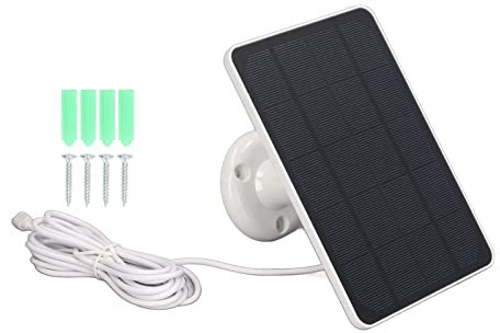 Panneau Solaire 10W Chargeur de Batterie pour Caméra de Sécurité - Portable Faible Consommation avec Micro USB pour Voyage et Surveillance en Extérieur (Blanc)