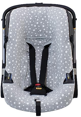 JYOKO KIDS Bezug für Autositz und Kinderwagen, kompatibel mit Doona, aus 100% Baumwolle (Sitzbezug, White Star)