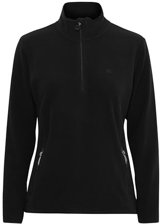 NORTH BEND NBConni Fleecepullover atmungsaktiv modischer Troyer-Pullover mit Stehkragen, Größe:36, Farbe:Black (1001)