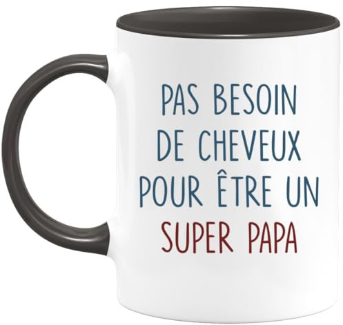 Café-Croissant - Mug Personnalisé Humour Annonce Pas Besoin De Cheveux Pour Être Un Super Papa - Cadeau Noël Original Futur Papa Tasse Fête Des Pères Anniversaire Annonce Naissance - Jaune/Céramique