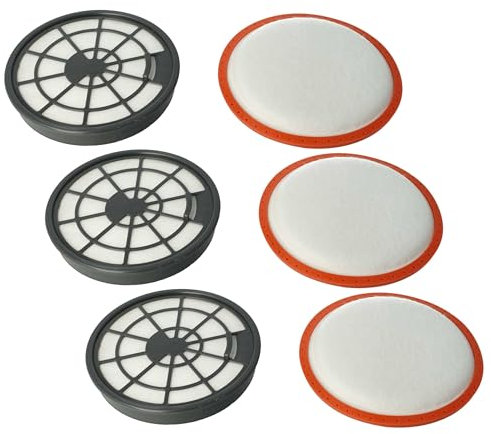 vhbw Filter-Set kompatibel mit Dirt Devil DD2620-9, DD2650-0, DD2651-0, DD2650-1, DD2651-1 Staubsauger - 6x Filter (Abluft-Filter, Motorschutz-Filter)