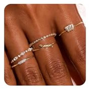 ZHESHY Ring Gold Set Frauen 14 Karat Vergoldete Goldene Ringe Goldring Stapelringe Zirkonia Fingerring Knöchelringe Daumenringe Wasserfest Statement Ring Gold Schmuck Für Damen Mädchen Größe 52-62