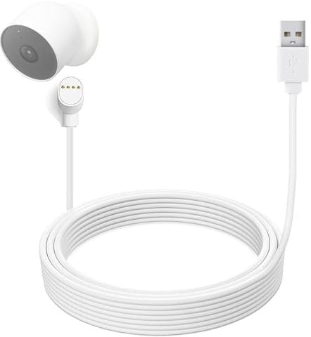 LIFEMOI Upgraded, 24.9ft/7.6 m USB Power Charging Cable, Four-core Thick Charging Cable, Compatible with Google Nest Cam (Battery Version) Camera, Extended Charge Cord, Weatherproof
