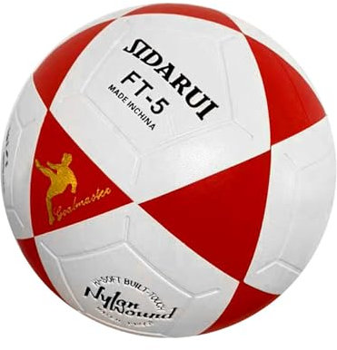 kesurpae Fußball der Größe 5 für Erwachsene mit außergewöhnlicher Luftspeicherung. PVC Standard Trainingsfußball, weiß Rot