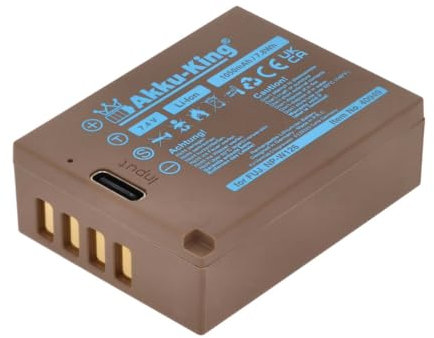 Akku kompatibel mit Fuji NP-W126 - Li-Ion 1050mAh - mit USB-C Input - für X-A7, X-A5, X-E3, X-E4, X-H1, X-T100, X-T20, X-T200, X-T3, X-T30, X-T30 II