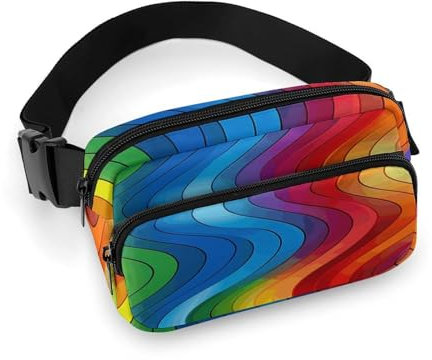 Regenbogen-Gürteltasche für Damen und Herren, Gürteltasche mit verstellbarem Riemen für Reisen, Sport, Wandern, Regenbogen, 20 x 13 cm, Hüfttasche, Regenbogen, 20 x 13 cm, Hüfttasche,