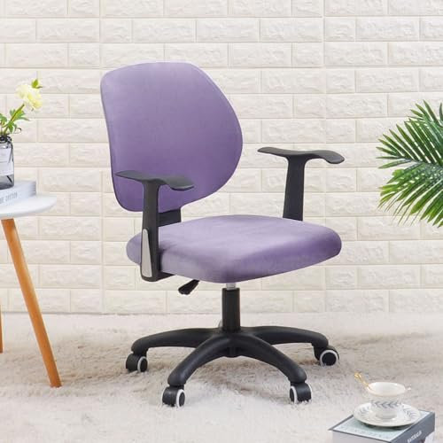 Morbuy Funda Silla Escritorio de Split Estirable, Terciopelo Suave Fundas Sillas Ajustables Funda Oficina Lavable y Cubierta Protectora Giratoria Silla para Silla de Reposabrazos (Violeta)