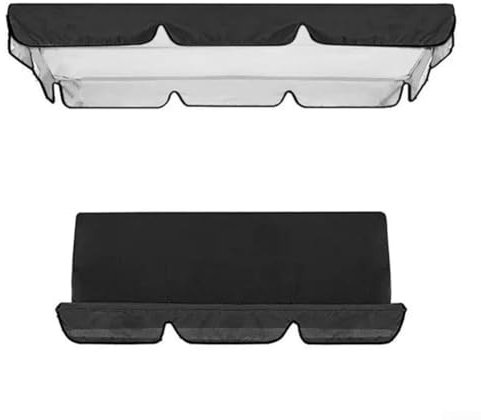 Swing Chair Canopy Replacement,Garden Swing Canopy Seats Cover Replacement Set 3 Seats + Swing Canopy Cover for Canopy Furniture(Black 164x114x15cm)