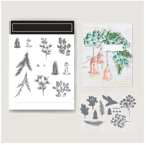Wisafory Stempel und Stanzschablonen Set Stempel und Stanzformen Silikonstempel und Stanzen Set Weihnachts Stanzformen Schablonen für DIY, Scrapbooking, Grußkarten, Geschenkkarton-Dekoration 27#