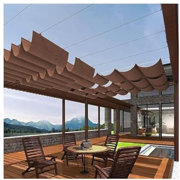 Onda Copertura retrattile a baldacchino pergolato per terrazza esterna e giardino patio protezione solare e decorazione personalizzabile dimensioni 0,9 x 4 m