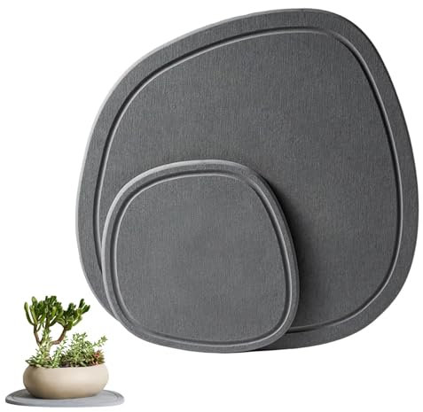 Bandeja de drenaje de agua para macetas, platillo de secado instantáneo, platillo de secado instantáneo de tierra de diatomeas naturales, platillos multifuncionales decorativos antideslizantes para