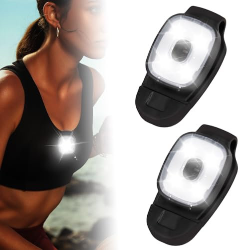 2 Pack Clip On Torch, LED Running Light, USB C Rechargeable Night Walking Light, Night Running Hands-Free Chest Light, Portable LED Work Light for Camping, Hiking, Dog Walking, Runners, Traveling