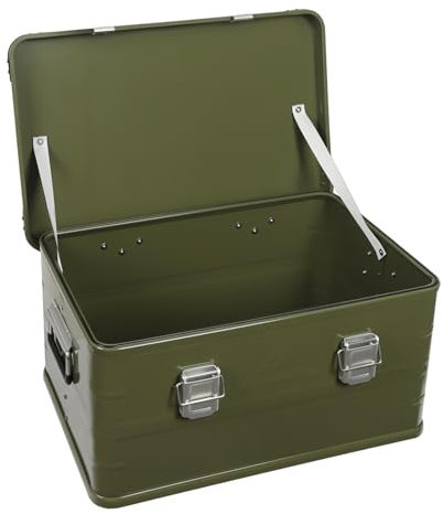 Qussse Aluminiumbox 50L, Alubox Transportbox mit Griffe, 1mm Wandstärke, Aufbewahrungskiste für Camping, Aufbewahrungsbox aus Aluminiumlegierung