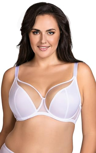 VIVISENCE BH Mit Bügel Halbtransparente Cups Für Offenbartes Dekolleté, Weiß,75C