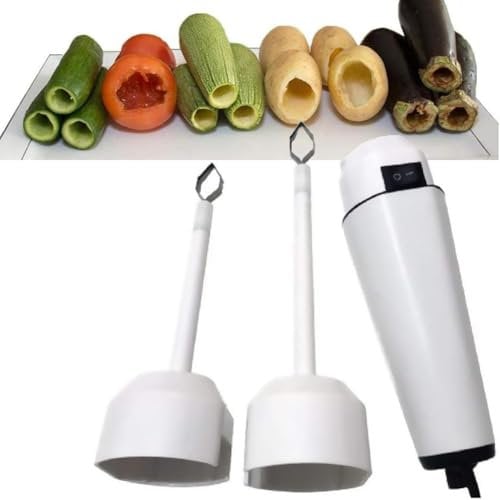 MAWTUJZX Electric Vegetable Corer Kitchen Gadgets Core Remover For Zucchini Cucumber,With 2 Heads, Adjustable Speed Stainless Steel Fruit Seed Remover, One Button To Use