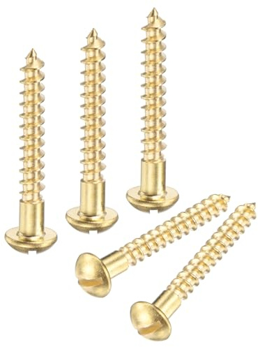 M METERXITY 20-Pack Wood Screws, M4 x 32mm Brass Slotted Round Head Self-Tapping Screw Indoor Fasteners for Woodworking/Furniture Repair/Industry/Gardening/DIY Crafts Decorative Screws