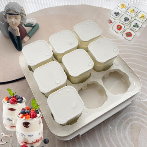 MAIMAILE 40W Fermentation Machine, Automatic Yogurt Maker, With 9pcs 170ml Glass Jars, 5.7 Height, Adjustable Temperature&Time Control Yogurt Maker, For Making Fresh, Homemade Desserts