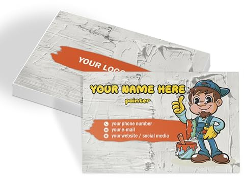 Individuelle Visitenkarten für Maler mit Ihrem Namen, Telefonnummer und Kontaktinformationen Personalisiertes Wandgemälde Vorder & Rückseite Visitenkarten für Malerarbeiten Glänzend, Matt, Laminiert