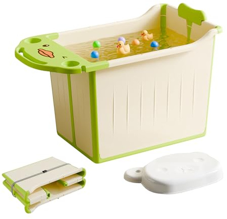 Faltbare Babybadewanne, zusammenklappbare Badewanne mit thermostatischer Wasserstopfen | Faltbare Babybadewanne, Nicht-Rutsch-Basis-Baby-Babys sitzt Badewanne und Badestütze dicke Reise Badewanne für
