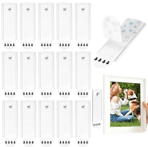 15 Stk Klebenägel, Ohne Bohren, Tragkraft 2KG, Universal, für Bilderrahmen | Bilderhaken Selbstklebend, Einfacher Abbau, 3 x 7,5 cm, für Aufhängen von Bildern, Rahmen, Postkarten, Kalendern, Poster