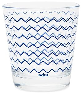 Excelsa Enjoy Set of 6 Glass Glasses, Greek Blue Decoration